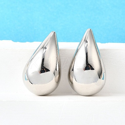 Rack Plating Brass Twist Teardrop Stud Earrings for Women EJEW-K247-02P-1