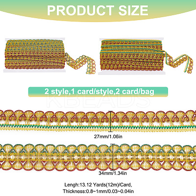 2 Cards 2 Styles Metallic Lace Trim OCOR-FG0001-72-1