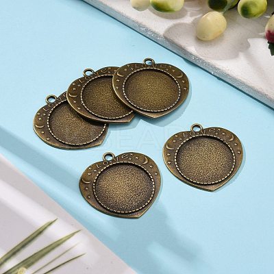 For Valentine's Day Alloy Heart Carved Word Love Pendant Cabochon Bezel Settings X-TIBEP-M018-104AB-NF-1