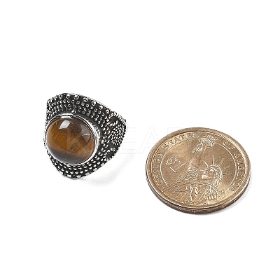 Natural Tiger Eye Adjustable Rings RJEW-I108-03AS-14-1