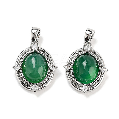 Brass Pave Clear Cubic Zirconia Pendants KK-C051-58P-1