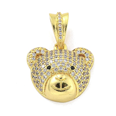 Brass Micro Pave Clear Cubic Zirconia Pendants KK-R159-04G-1