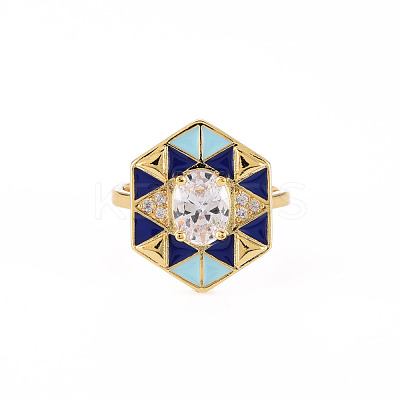 Brass Micro Pave Clear Cubic Zirconia Cuff Rings RJEW-S045-084D-NR-1