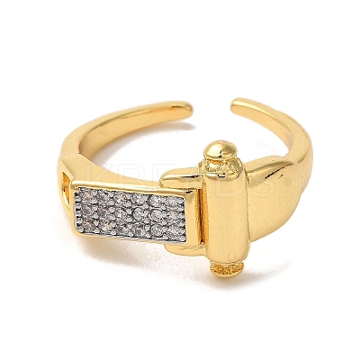 Brass Micro Pave Cubic Zirconia Cuff Rings for Women RJEW-G325-09GP-1