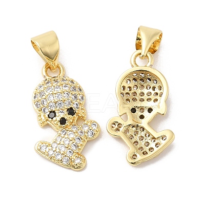 Brass Micro Pave Clear & Clack Cubic Zirconia Pendants ZIRC-L103-002G-1