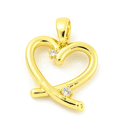 Brass Micro Pave Clear Cubic Zirconia Pendants KK-P263-09A-G-1