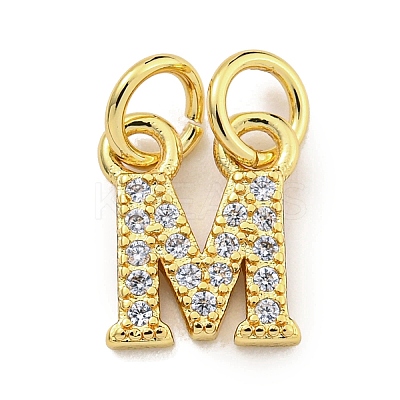 Initial Letter Brass with Cubic Zirconia Charms KK-Q814-26M-G-1