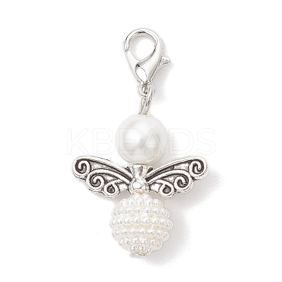 50Pcs Acrylic Imitation Pearl & Glass Pearl Angel Pendant Decorations HJEW-JM03480-03-1