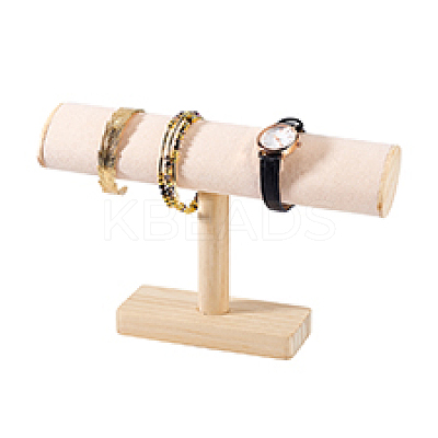 Wood & Velvet T Bar Bracelet Display Stands ODIS-WH0061-40B-1
