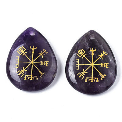 Natural Amethyst Pendants G-T122-72E-1