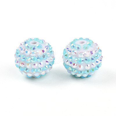 Stripe Pattern Resin AB Rhinestone Round Beads RESI-S313-18x20-15-1