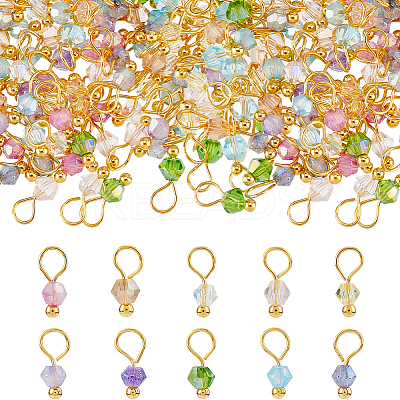 120Pcs 10 Colors Faceted Glass Charms PALLOY-FH00134-1