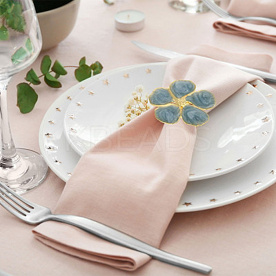 Flower Iron Enamel Napkin Rings AJEW-WH0077-019-1