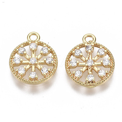 Brass Micro Cubic Zirconia Charms KK-N231-92-NF-1