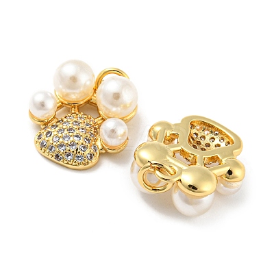 Rack Plating Brass Micro Pave Clear Cubic Zirconia Pendants KK-F861-04G-1