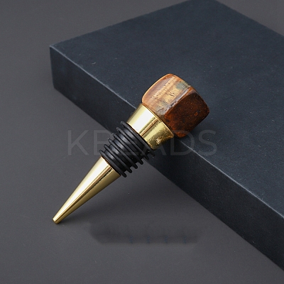 Natural Tiger Eye Red Wine Stoppers PW-WG26592-06-1