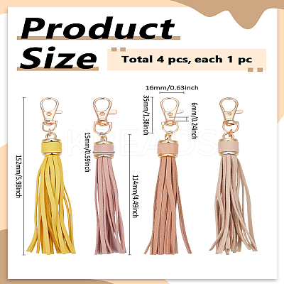 4Pcs 4 Colors PU Leather Tassel Pendants FIND-LP0007-24A-1