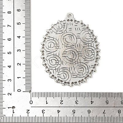 Tibetan Style Antique Silver Alloy Flat Oval Pendant Cabochon Settings X-TIBEP-M022-40AS-1