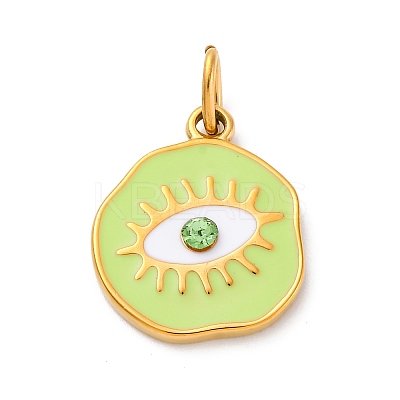 304 Stainless Steel Enamel Pendants STAS-I331-06G-1
