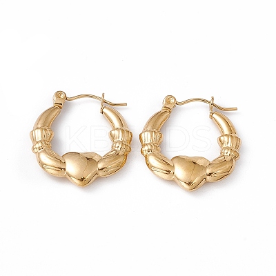 Ion Plating(IP) 304 Stainless Steel Claddagh Earrings EJEW-G314-12G-1