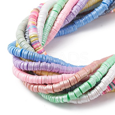 10 Strands 10 Colors Handmade Polymer Clay Beads Strand CLAY-YW0001-92-1