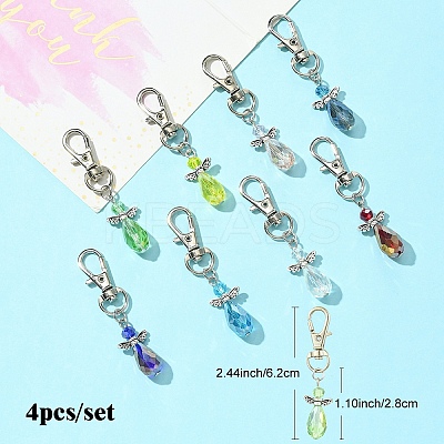 Angel Glass & Alloy Pendant Decoration HJEW-YW00026-01-1