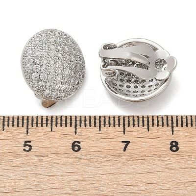 Half Round Brass Micro Pave Clear Cubic Zirconia Clip-on Earrings EJEW-M082-14P-1