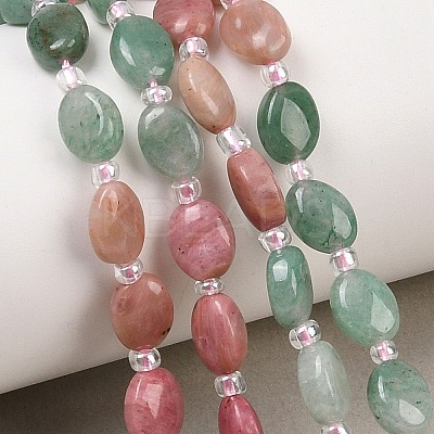 Cherry Quartz Glass & Natural  Rhodonite & Sodalite & Green Aventurin & Crazy Agate Beads Strands G-Z135-A12-1