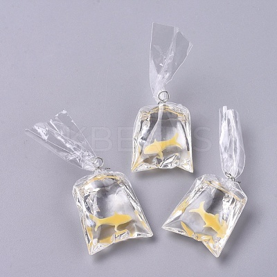 Goldfish Water Bag Resin Pendants DIY-WH0121-44B-1