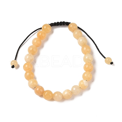 8mm Round Natural Yellow Jade Braided Bead Bracelets BJEW-C067-01B-12-1