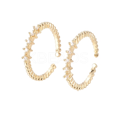 Brass Micro Pave Clear Cubic Zirconia Cuff Rings RJEW-F101-03G-1