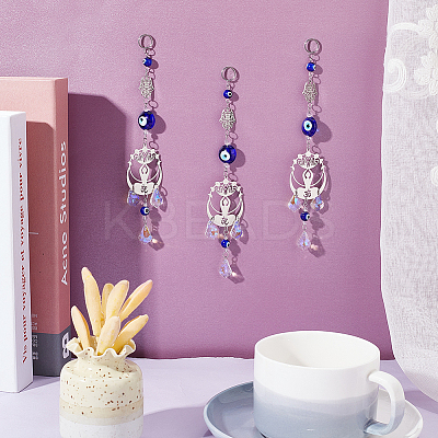3Pcs Evil Eye Lampwork Window Hanging Suncatchers HJEW-UN0001-17-1