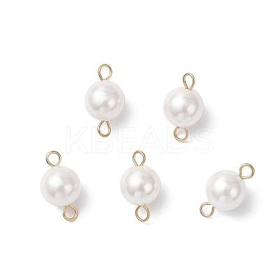 Shell Pearl Round Connector Charms PALLOY-JF04477-01-1