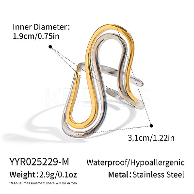 Double Layer 304 Stainless Steel Cuff Open Rings for Women SF0469-2-1