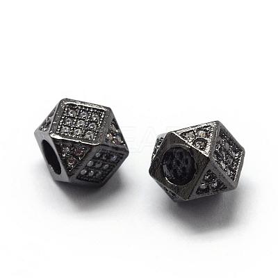 Rack Plating Brass Cubic Zirconia Beads ZIRC-S029-02B-1
