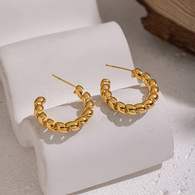 Twist C-Shaped 304 Stainless Steel Stud Earrings LS-RC9217-1
