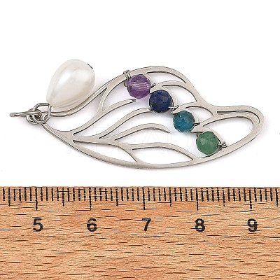 Natural Green Aventurine & Amethyst & Lapis Lazuli & Apatite Faceted Round Wire Wrapped Pendants PALLOY-JF05995-02-1