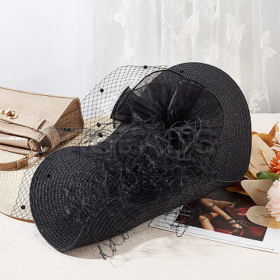 2Pcs 2 Colors Polyester Imitation Straw Oval Hat Base for Millinery AJEW-FG0002-83-1
