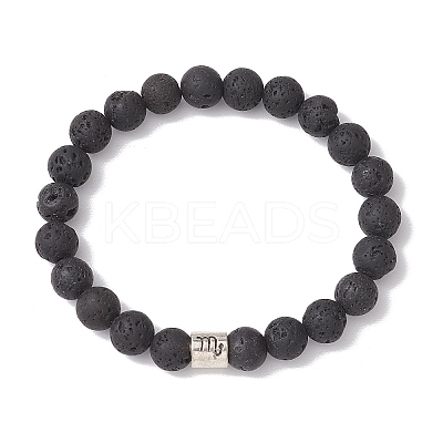 12Pcs 12 Styles 8mm Round Natural Lava Rock Constellation Beaded Bracelet Sets BJEW-JB10870-1