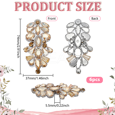 6Pcs Glass and Alloy DIY Clothing Accessories DIY-FG0008-13B-1