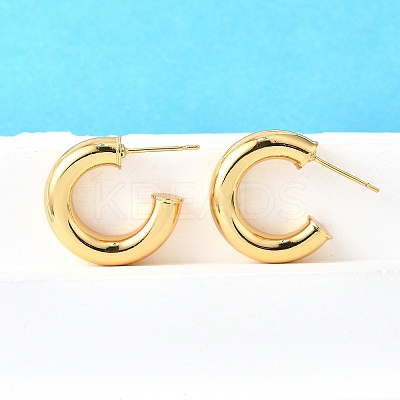 Brass Chunky C-shape Stud Earrings EJEW-G297-03C-G-1