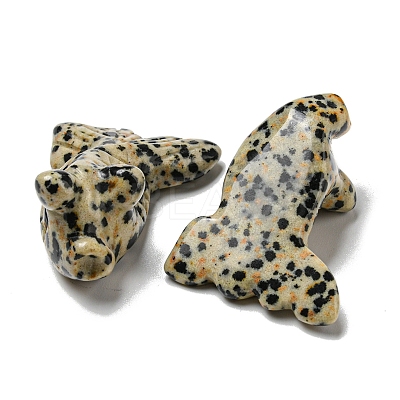 Natural Dalmatian Jasper Carved Healing Goldfish Figurines DJEW-D012-08F-1