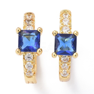 Brass Inlaid Cubic Zirconia Hoop Earrings ZIRC-P090-16G-C-1