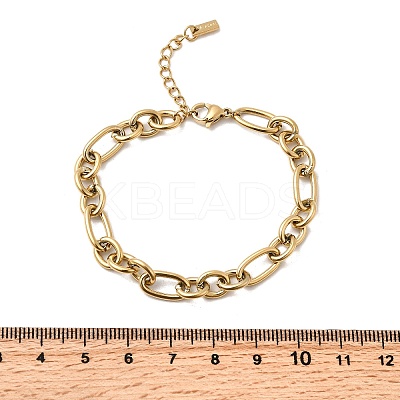 304 Stainless Steel Figaro Chains Bracelet for Women BJEW-Z140-03G-1