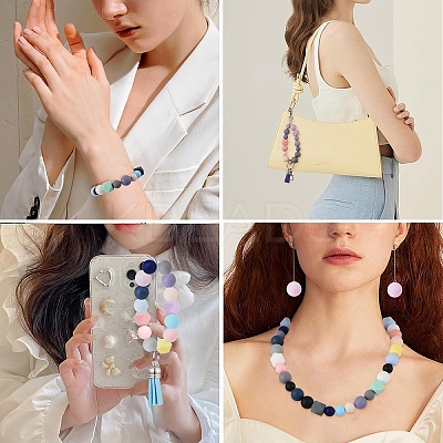 DIY Silicone Bead & Faux Suede Tassel Pendant Decorations Making Kits DIY-YW0010-10-1