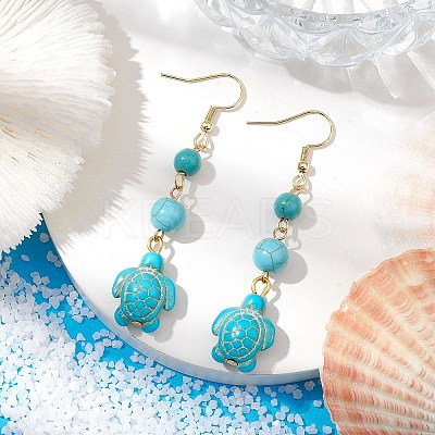 Synthetic Turquoise Dangle Earrings EJEW-JE05849-03-1