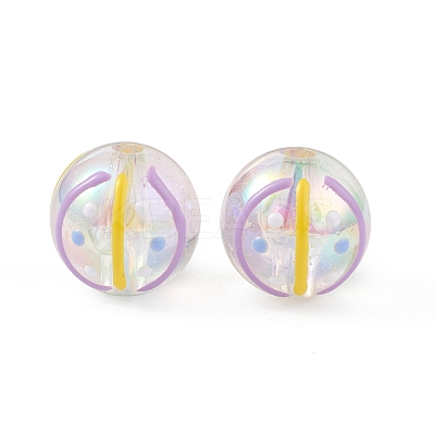 UV Plating Rainbow Iridescent Acrylic Enamel Beads OACR-I003-15A-1
