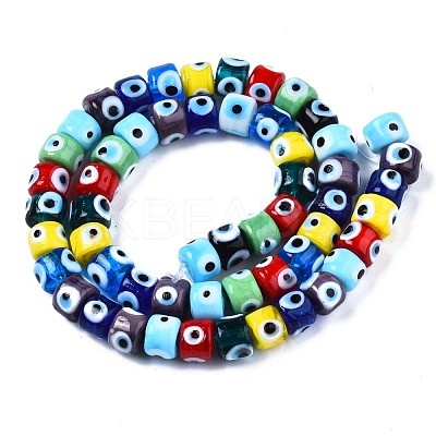 Handmade Evil Eye Lampwork Beads Strands LAMP-WH0006-05I-1