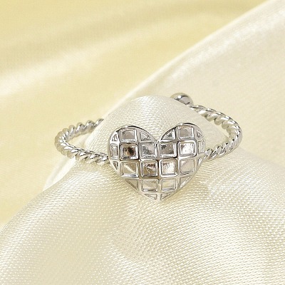 Heart 304 Stainless Steel Open Cuff Rings for Women LS-RJEW-G338-07P-1