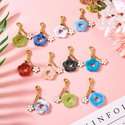 16Pcs 8 Colors Acrylic Flower Pendant Locking Stitch Markers HJEW-TA0001-19-1